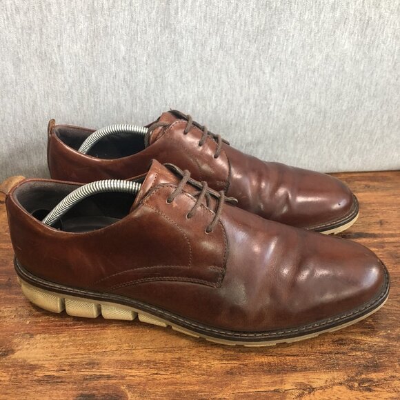 ECCO Jeremy Men's Size 44 US 10 Brown Plain Toe Derby Oxford Dress Shoes‎ - Picture 1 of 9